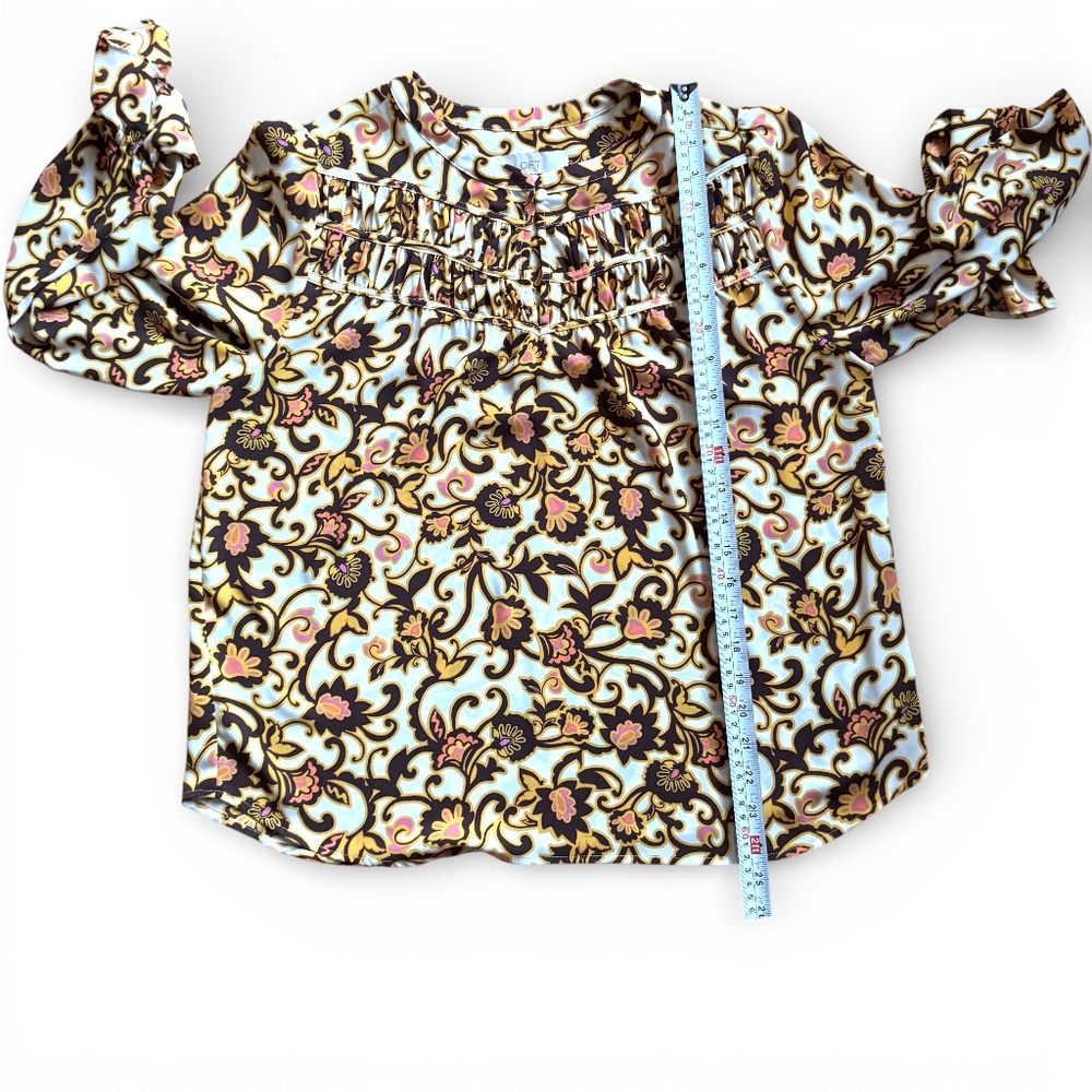 LOFT Floral print blouse multicolor long sleeve size M - Picture 9 of 9